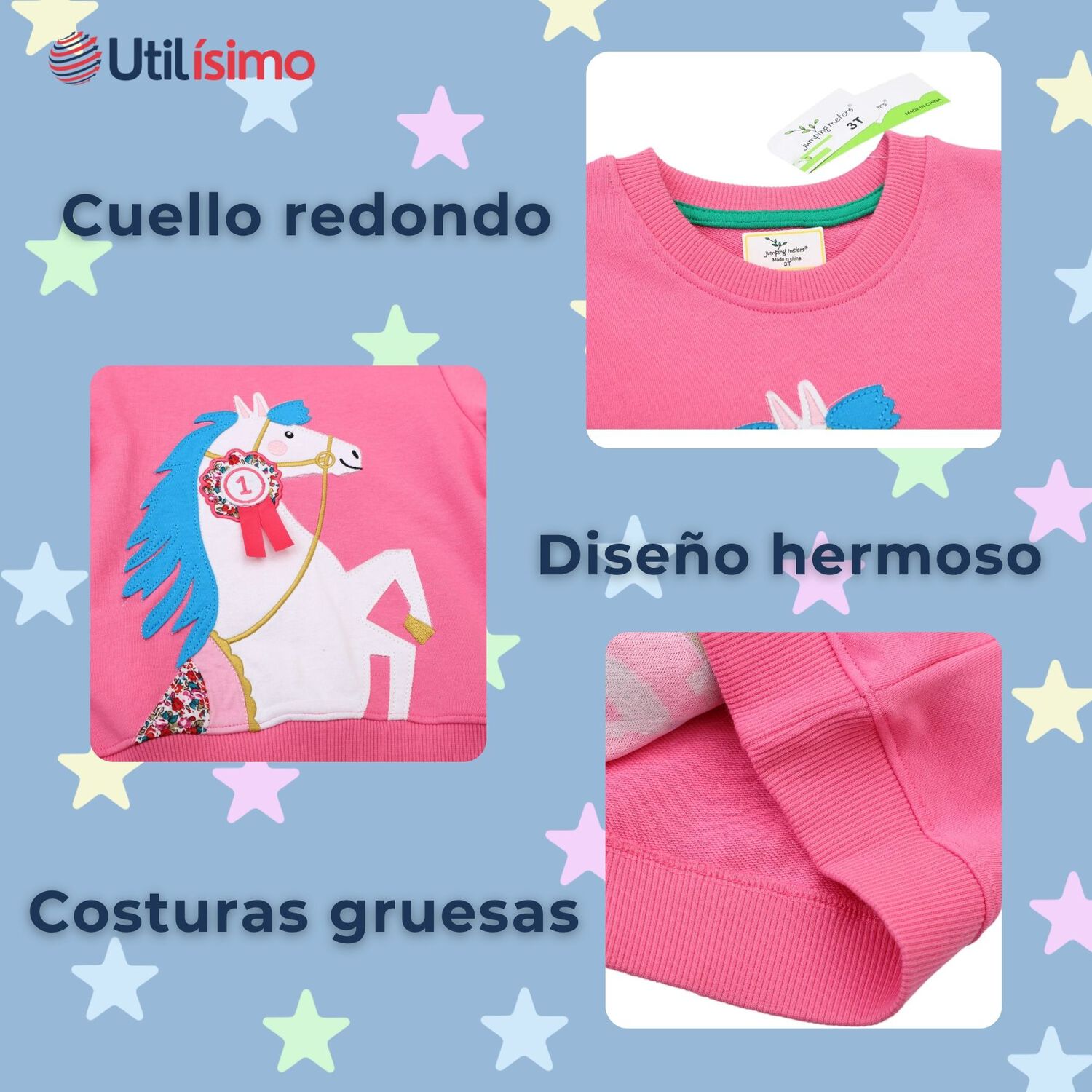 Poler&oacute;n Ni&ntilde;a Manga Larga 100% Algod&oacute;n Fucsia Unicornio image number 3.0