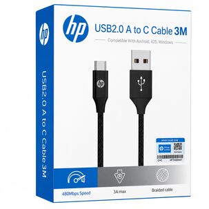 Cable De Datos Hp Usb-c A Usb 3.0 Reforzado 3m / 3a