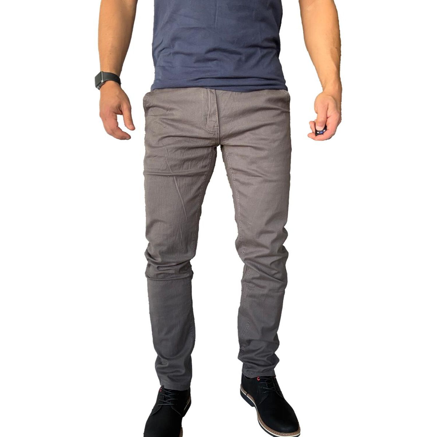 Pantal&oacute;n De Tela Elasticada Hombre Casual image number 4.0