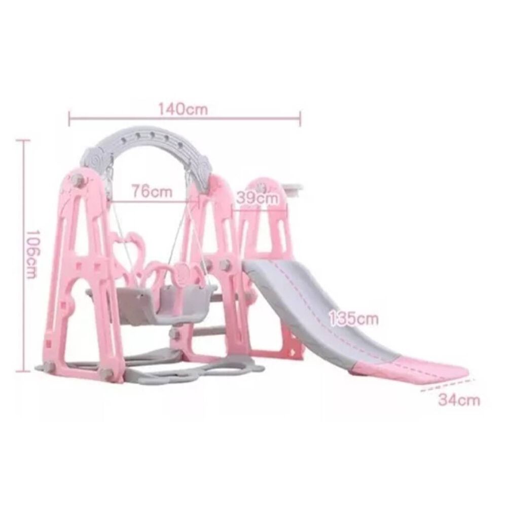 Columpio, Resbalín + Aro De Básquet Rosado image number 2.0