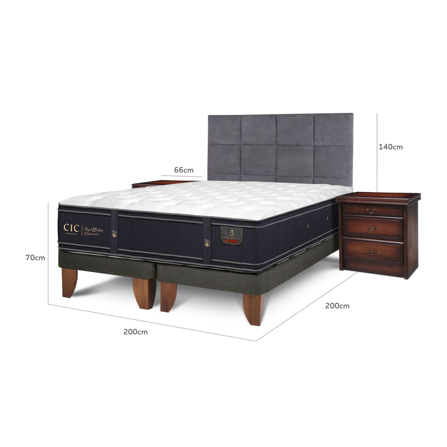 Cama Europea Cic Grand Premium / Super King / Base Dividida + Set De Maderas image number 2.0
