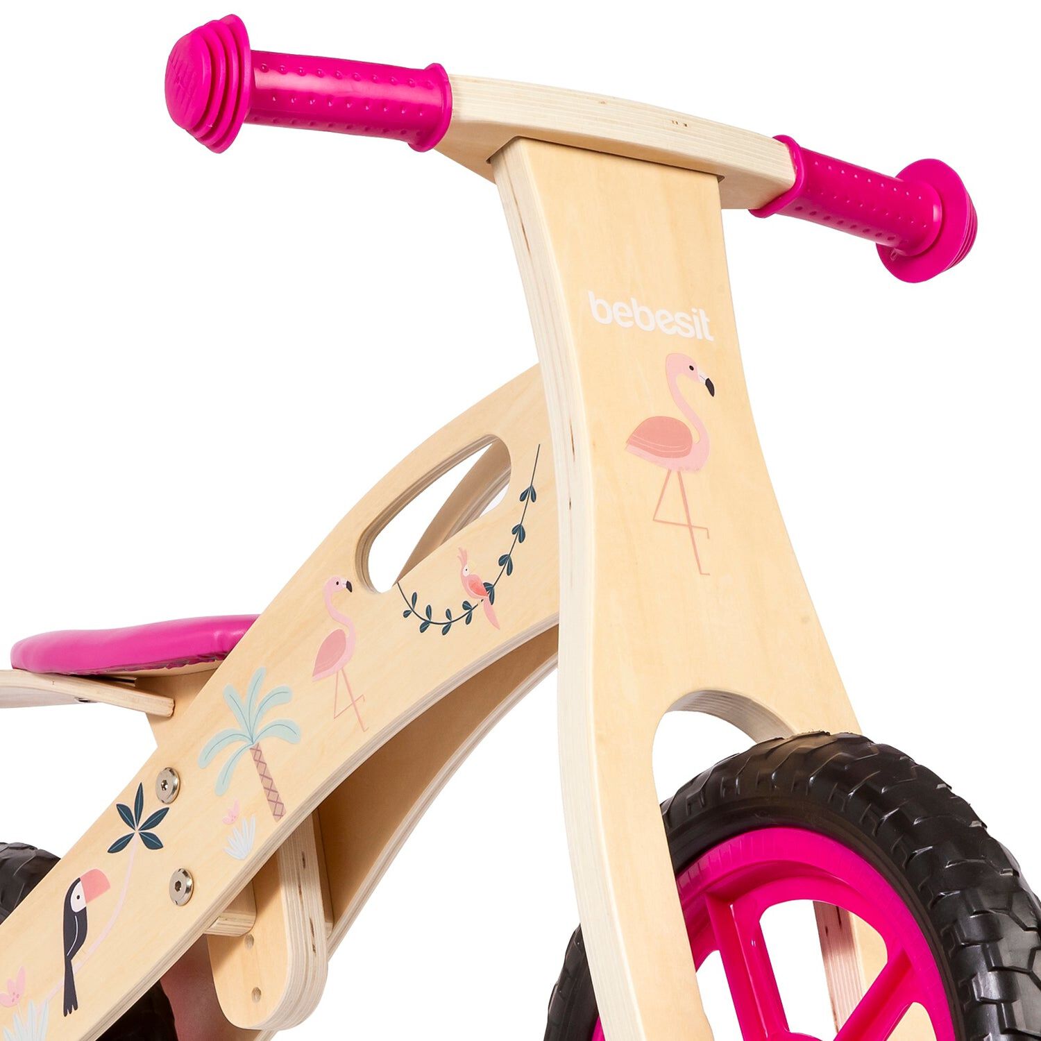 Bicicleta De Equilibrio Aprendizaje Madera Flamenco Rosa image number 6.0