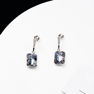 Aros Estefan&iacute;a Plata Italiana 925 Y Cristal Genuino Vitral Light