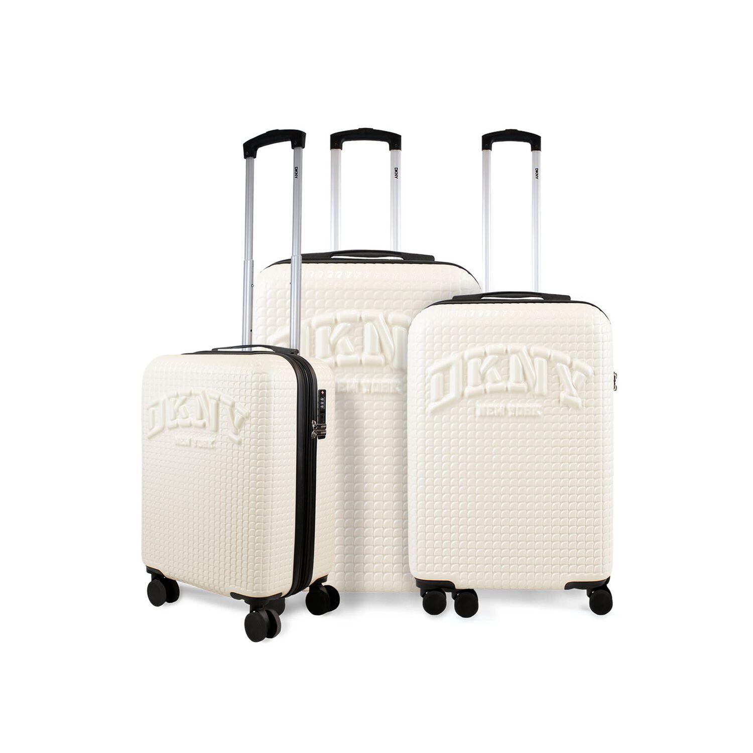 Set 3 Maletas Donna Karan Hot Town Cabina Mediana Grande Blancas image number 0.0