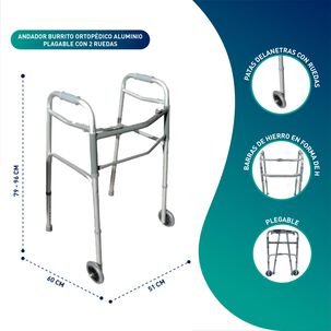 Andador Burrito Ortopedico Aluminio Plegable Con 2 Ruedas