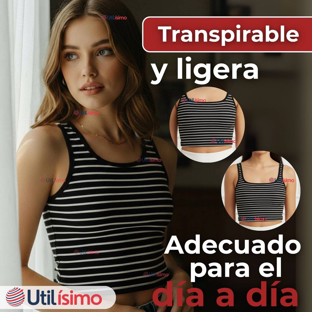 Camiseta Rayas 100% Algodón Básica Lisa Elástica Mujer Colores Surtidos image number 5.0