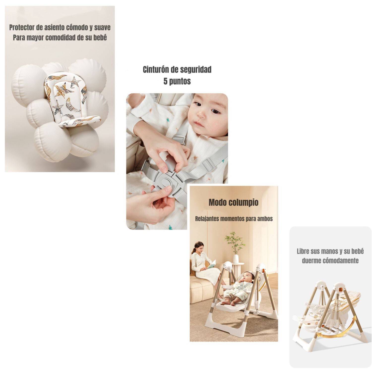 Silla De Comer Columpio 2 En 1 Lubabycas Blanca image number 6.0