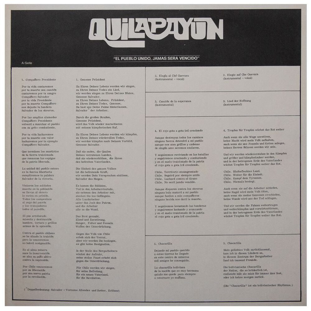 Quilapayún - El Pueblo Unido Jamás Será Vencido | Vinilo Usado image number 2.0