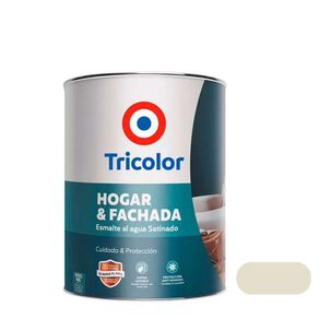 Esmalte Al Agua Satinado Hogar Y Fachada 900ml Blanco Invierno - Tricolor