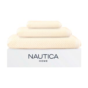 Set 3 Toallas Nautica Vis Cara+mano+cuerpo 100% Algod&oacute;n Alta Calidad Crema
