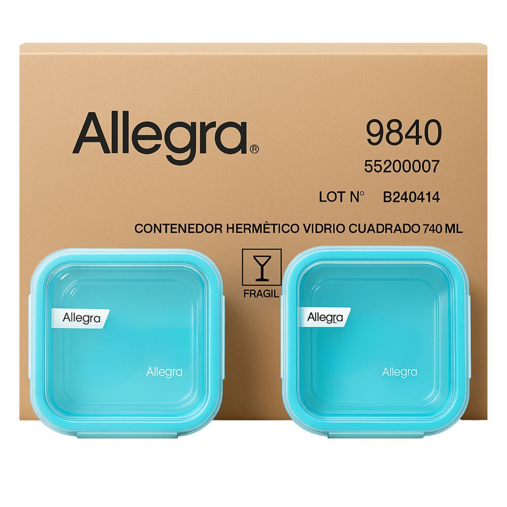Set 24 Contenedores Hermetico Vidrio Cuadrado 740ml Allegra image number 0.0