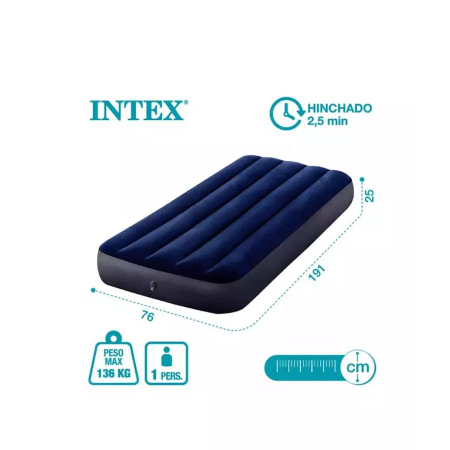 Colch&oacute;n Inflable Individual Intex 76 Cm X 191 Cm X 25 Cm image number 2.0