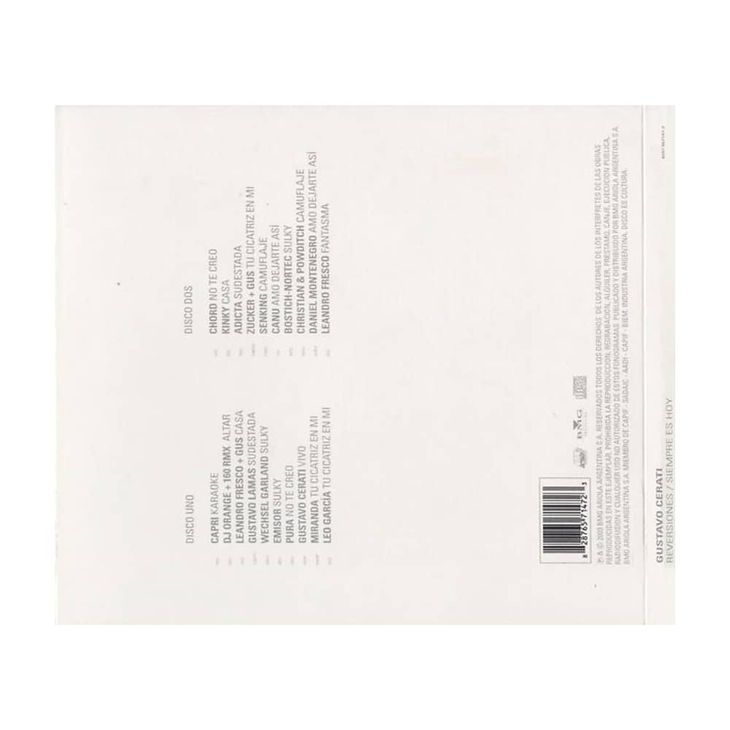 Gustavo Cerati - Siempre Es Hoy: Reversiones (2cd)(digipack) | Cd image number 1.0