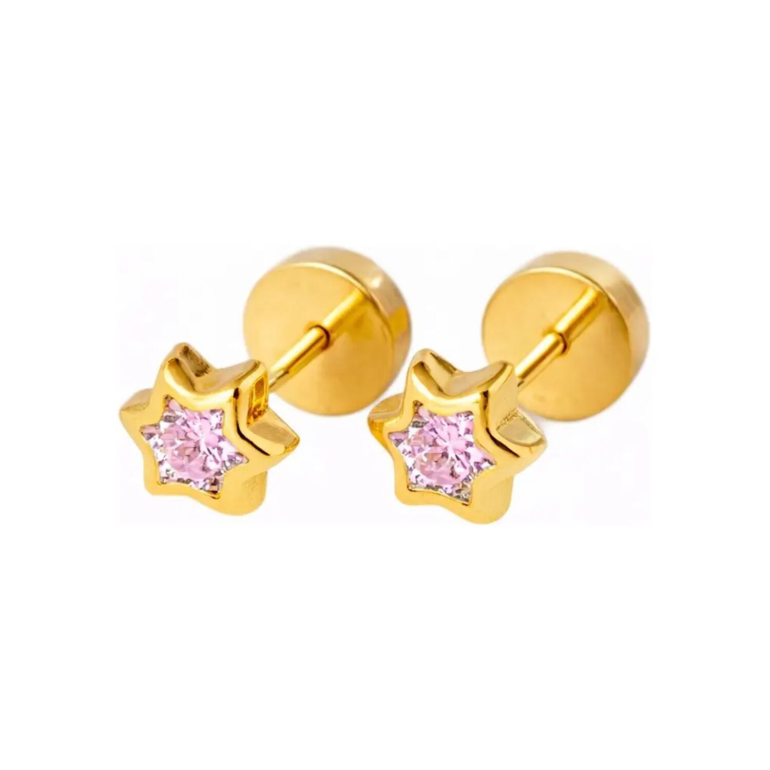Aros Abridores Estrella 6 Puntas 5 Mm Oro 18k Circ&oacute;n Beb&eacute; image number 3.0