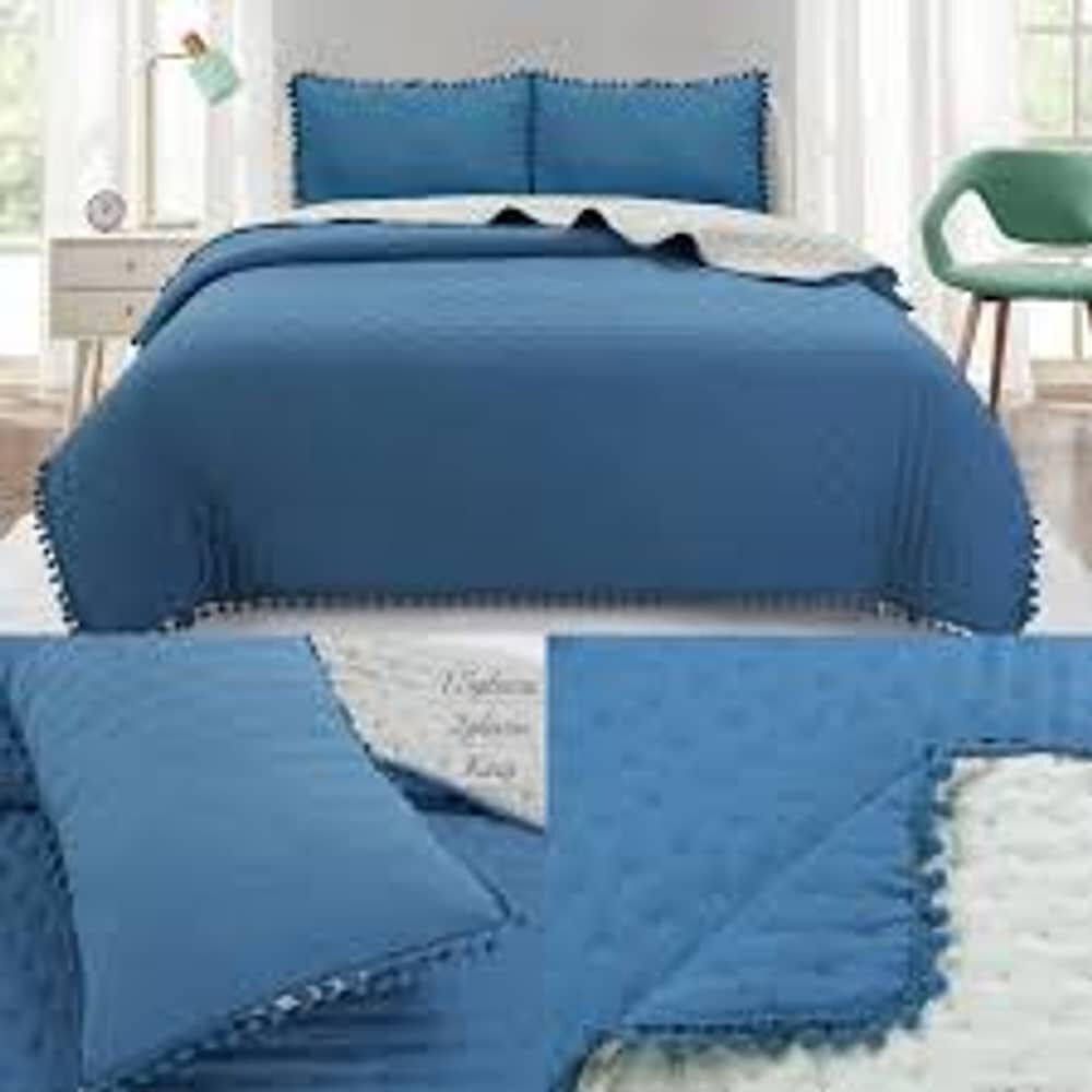 Cubrecamas Algod&oacute;n Con Pom Pom - 2 Plazas image number 1.0