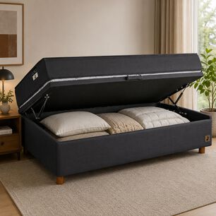 Cama Ba&uacute;l Mons Black / 1 Plaza / Base Normal