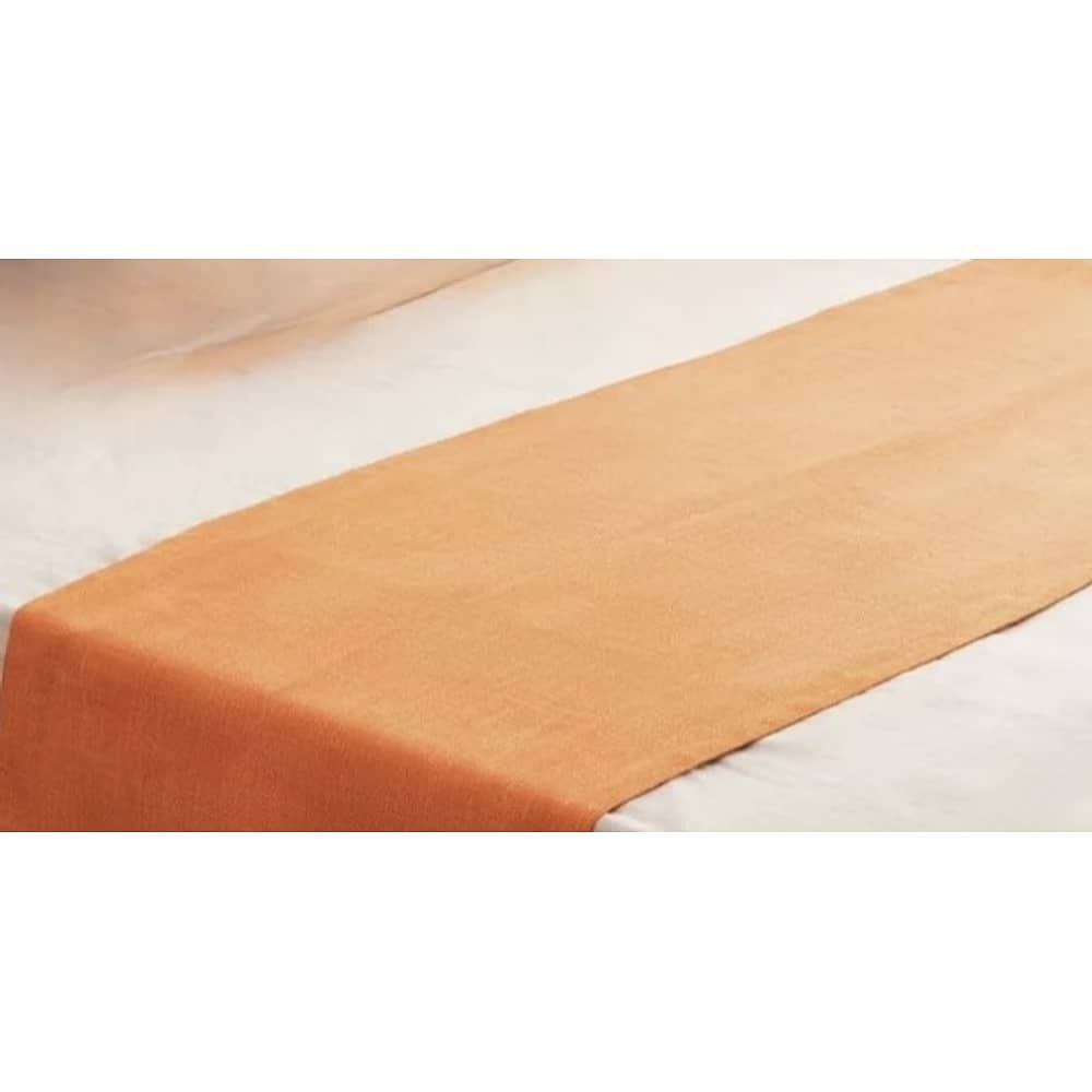 Piecera De Lino Con Pompones Medida 70x210cm King -2 Plazas. Naranja image number 2.0