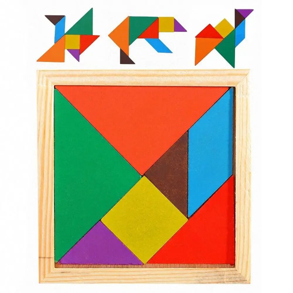 Tangrama Grande De Madera De Colores Para Niños De 20x20 Cm image number 3.0
