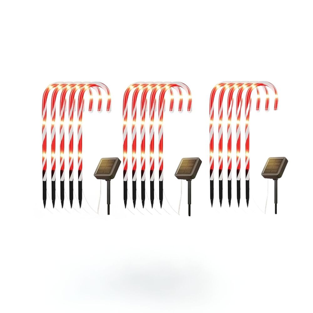 Set 15 Luces Navidad Bastones Led Estaca Solar Decorativas image number 0.0