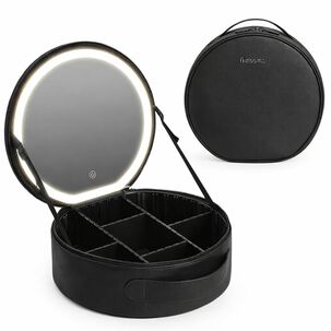 Estuche De Maquillaje Cosmetiquero Espejo Led Porta Brochas