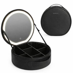Estuche De Maquillaje Cosmetiquero Espejo Led Porta Brochas