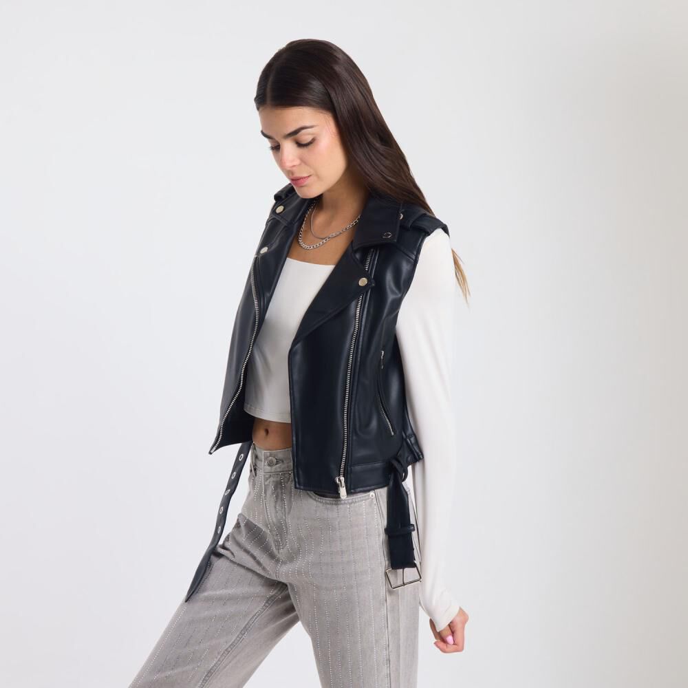 Chaqueta Ecocuero Sin Mangas Cuello Solapa Mujer Rolly Go image number 2.0