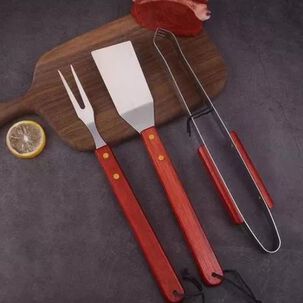 Set Parrillero 3 Piezas Asado Bbq Acero Inoxidable