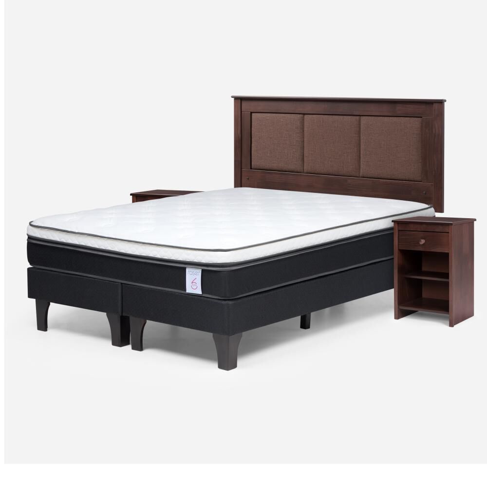 Cama Europea Rosen New Style 6 / 2 Plazas / Base Dividida + Set De Maderas image number 1.0