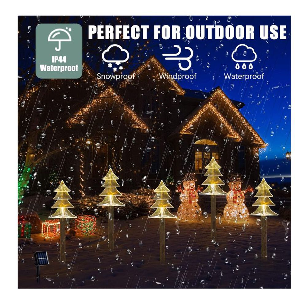 Pack 5 Estacas Arbolitos De Navidad Luces Solares image number 3.0