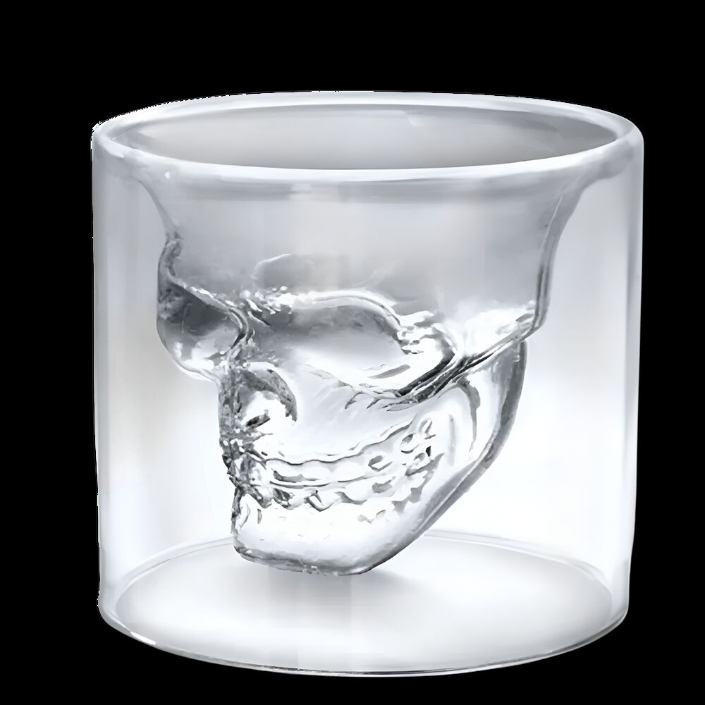 Pack De 4 Vasos Para Whiskey Calavera Maya 75ml Doble Fondo image number 3.0