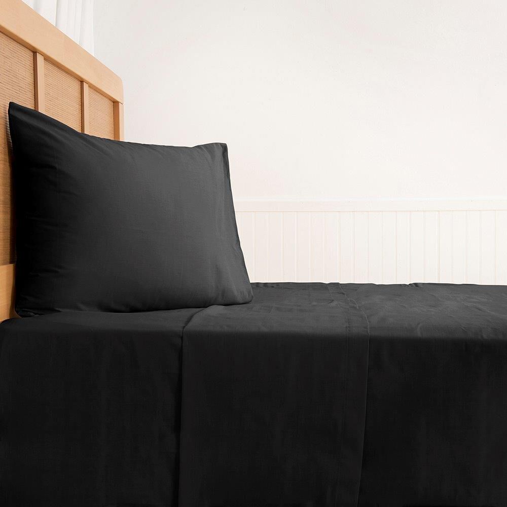 Sabana 144 Hilos Colores Lisos 1 Plazas Negro image number 2.0