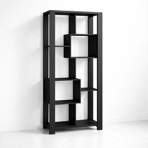 Estanter&iacute;a Prisma Noir Librero Geom&eacute;trico Moderno 39x80x180 - Negro