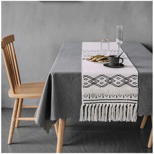 Camino De Mesa De Lino Tejido Con Dise&ntilde;o 35*180cm Mod04