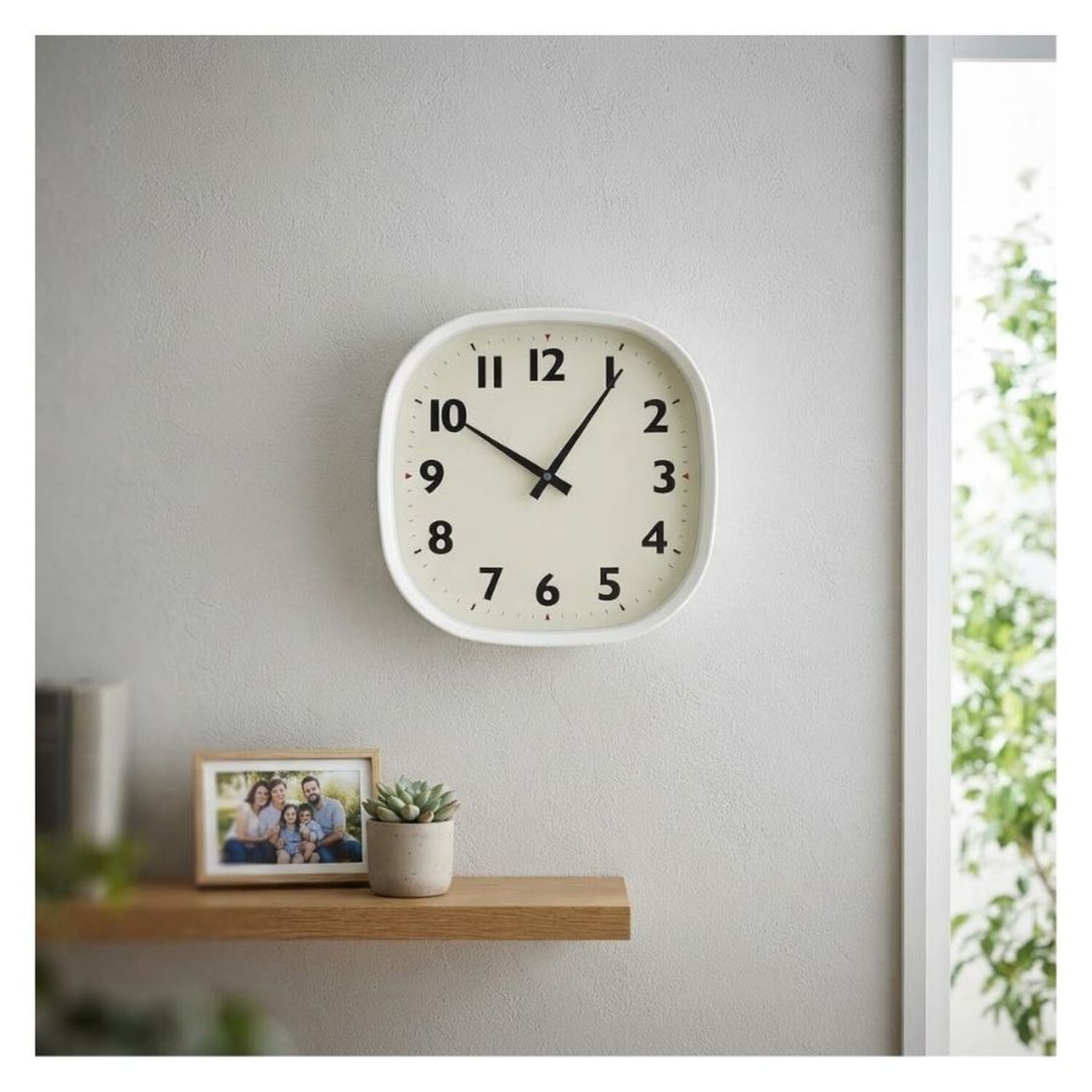 Reloj De Pared Mural Minimalista Cuadrado Anal&oacute;gico Blanco image number 2.0