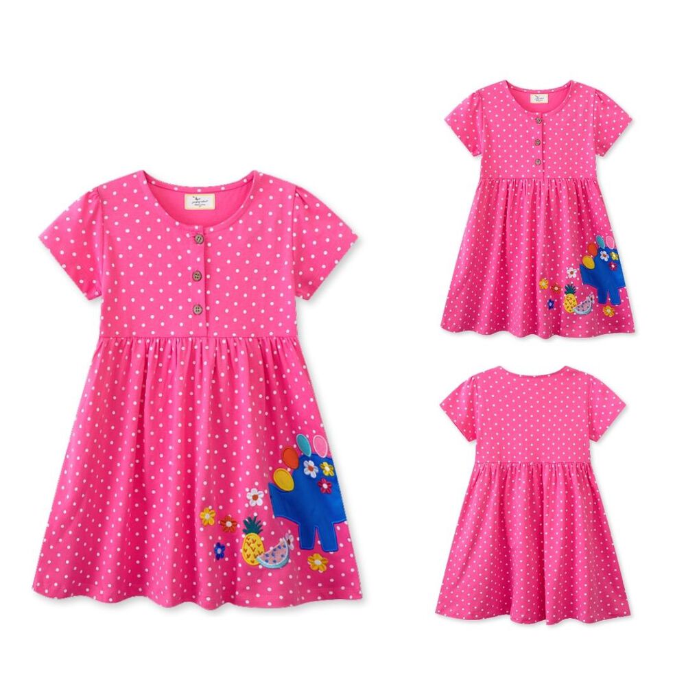 Vestido Manga Corta Niña Estampado Rosa Primavera 2 A 7 Años image number 4.0