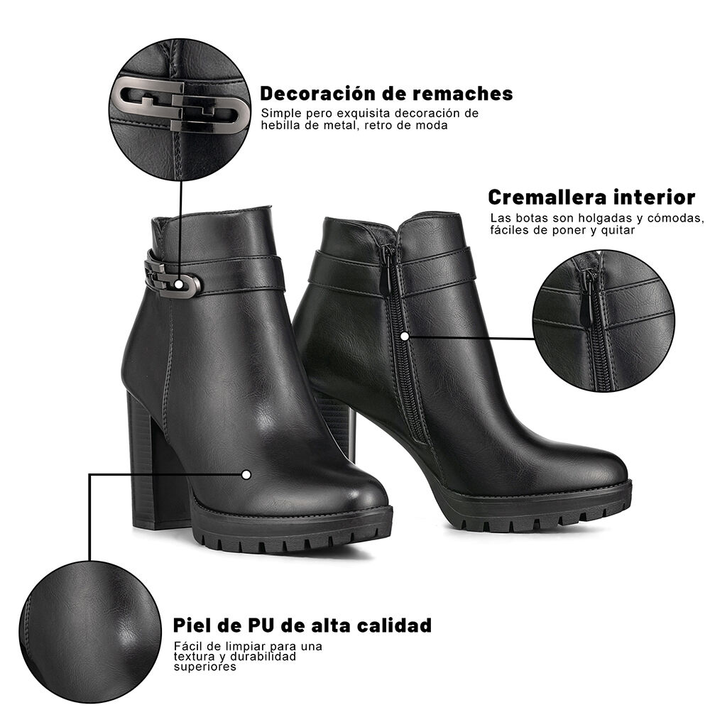 Botin Casual Mujer Vintage Comodo Tacon Grueso Weide Qbm15 image number 7.0