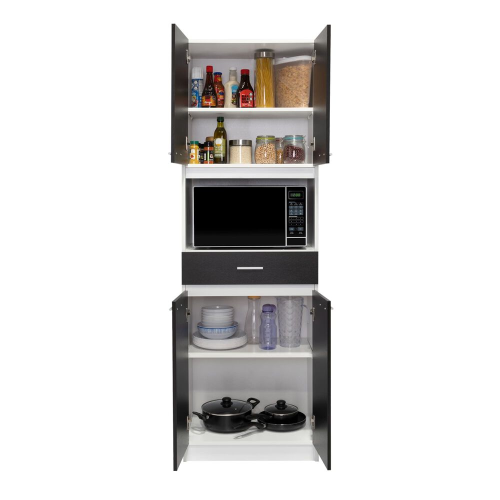 Mueble Microondas 4 Puertas 1 Cajon Fm-014b Negro Y Blanco image number 2.0