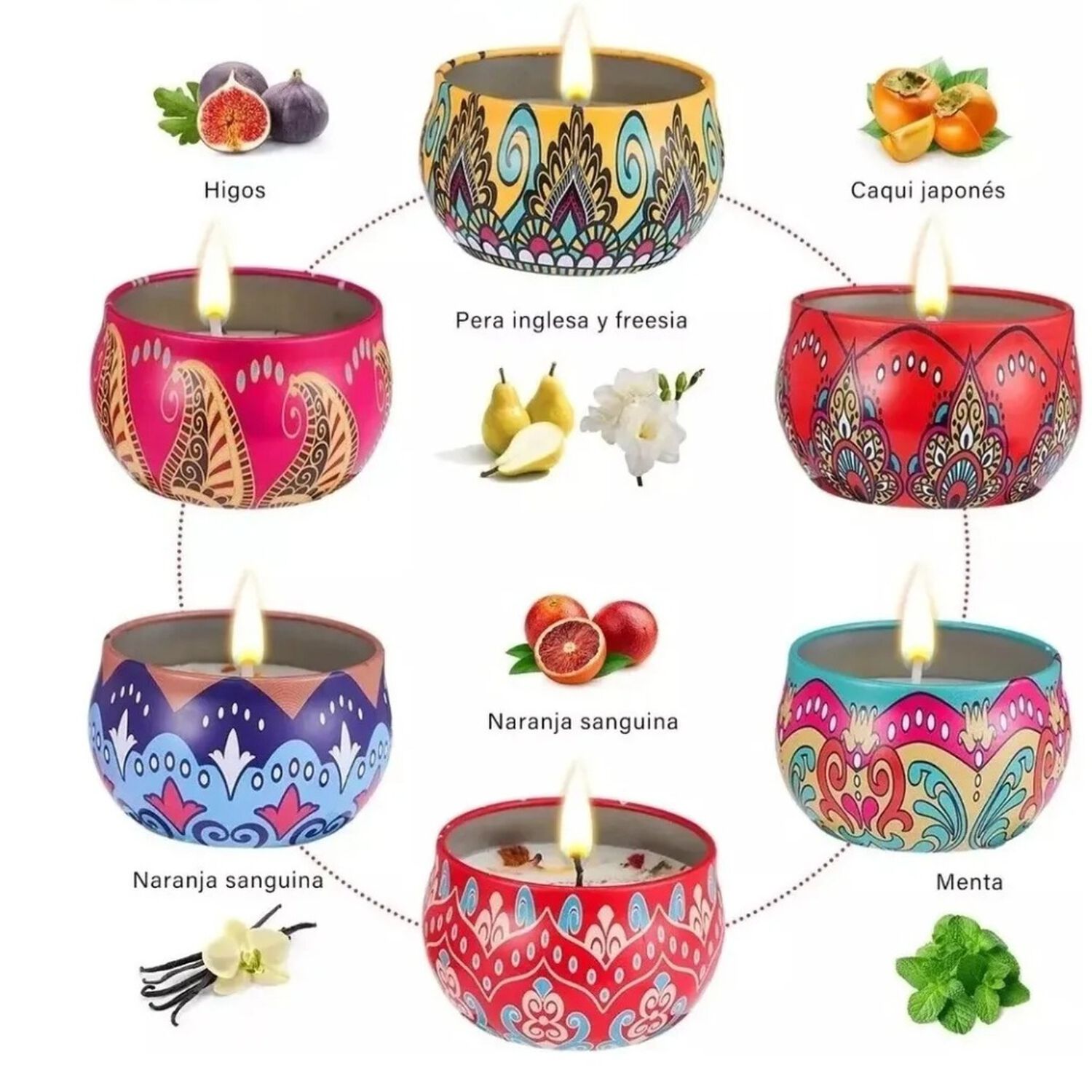Pack De 6 Velas Arom&aacute;ticas Con P&eacute;talos image number 0.0