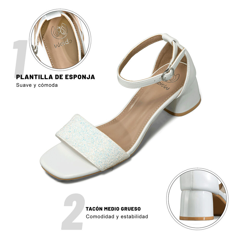 Sandalia Taco Grueso Punta Cuadrada Mujer Weide Gh176 image number 9.0