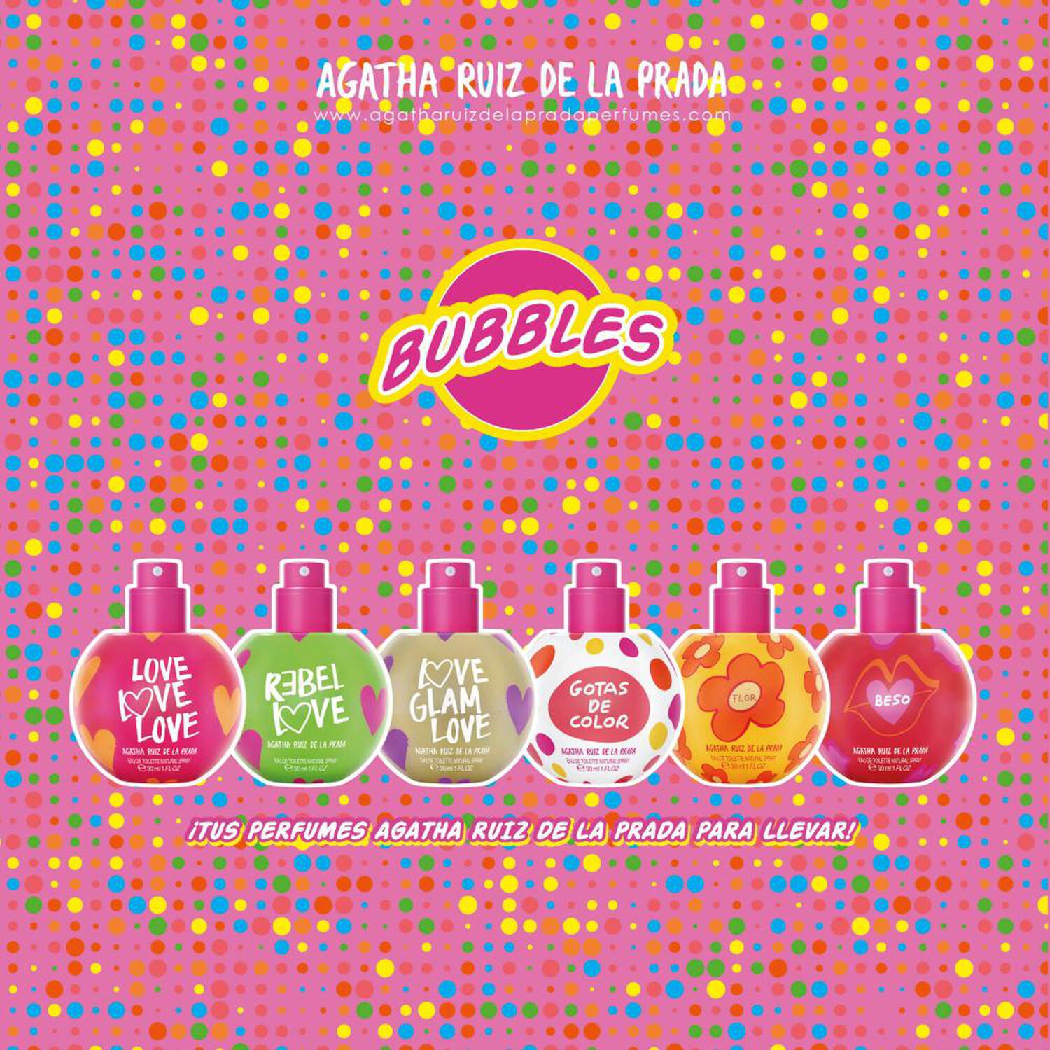  Set De perfumer&iacute;a mujer Bubbles Agatha Ruiz / / Gotas De Color Edt 30ml + Beso Edt 30ml + Flor Edt 30ml image number 2.0