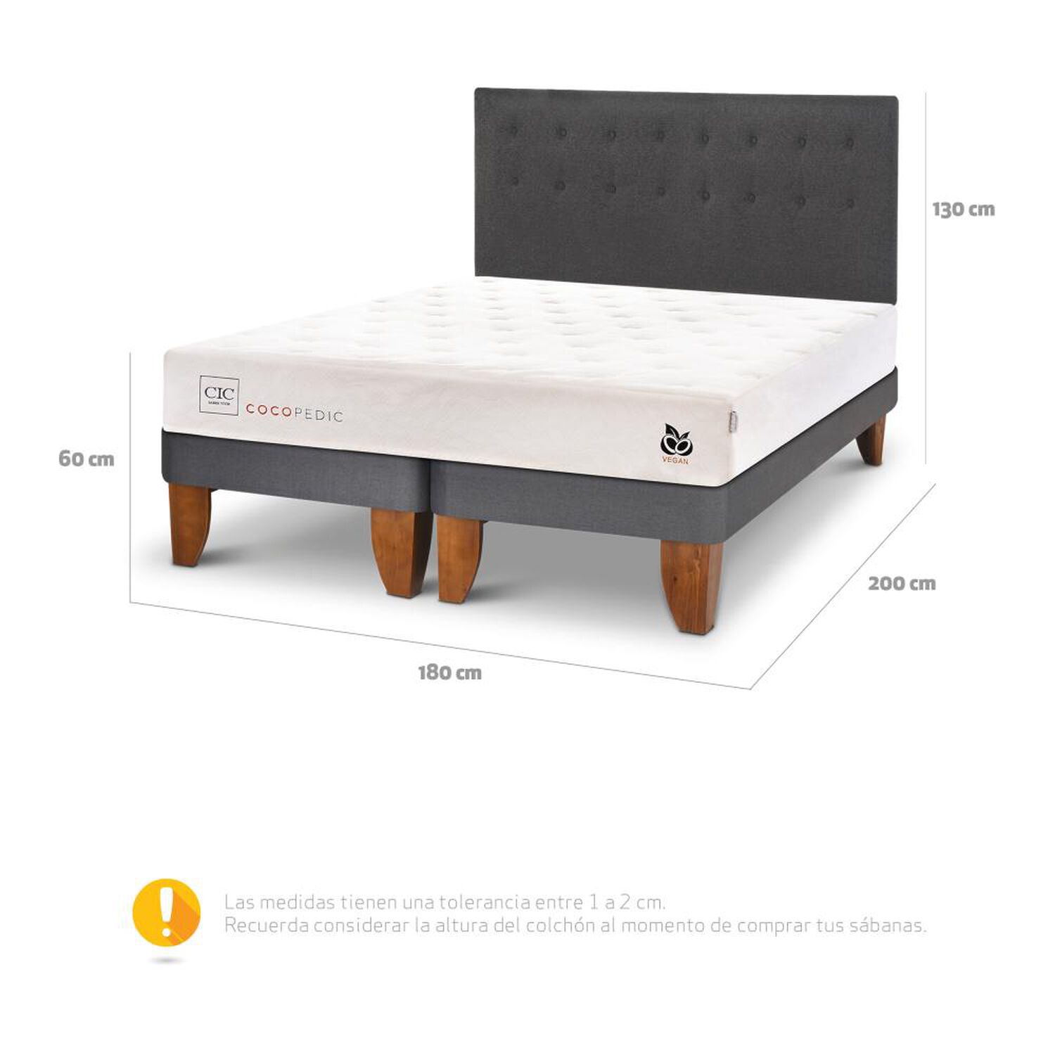 Cama Europea Cic Cocopedic / King / Base Dividida + Respaldo image number 4.0