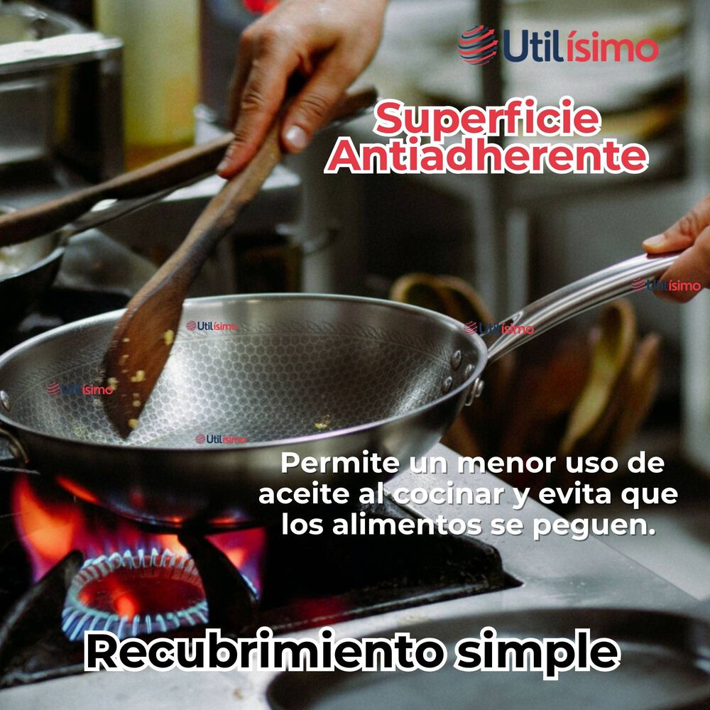 Sartén Wok Acero Inoxidable Antiadherente Para Saltear Freír 34cm image number 3.0