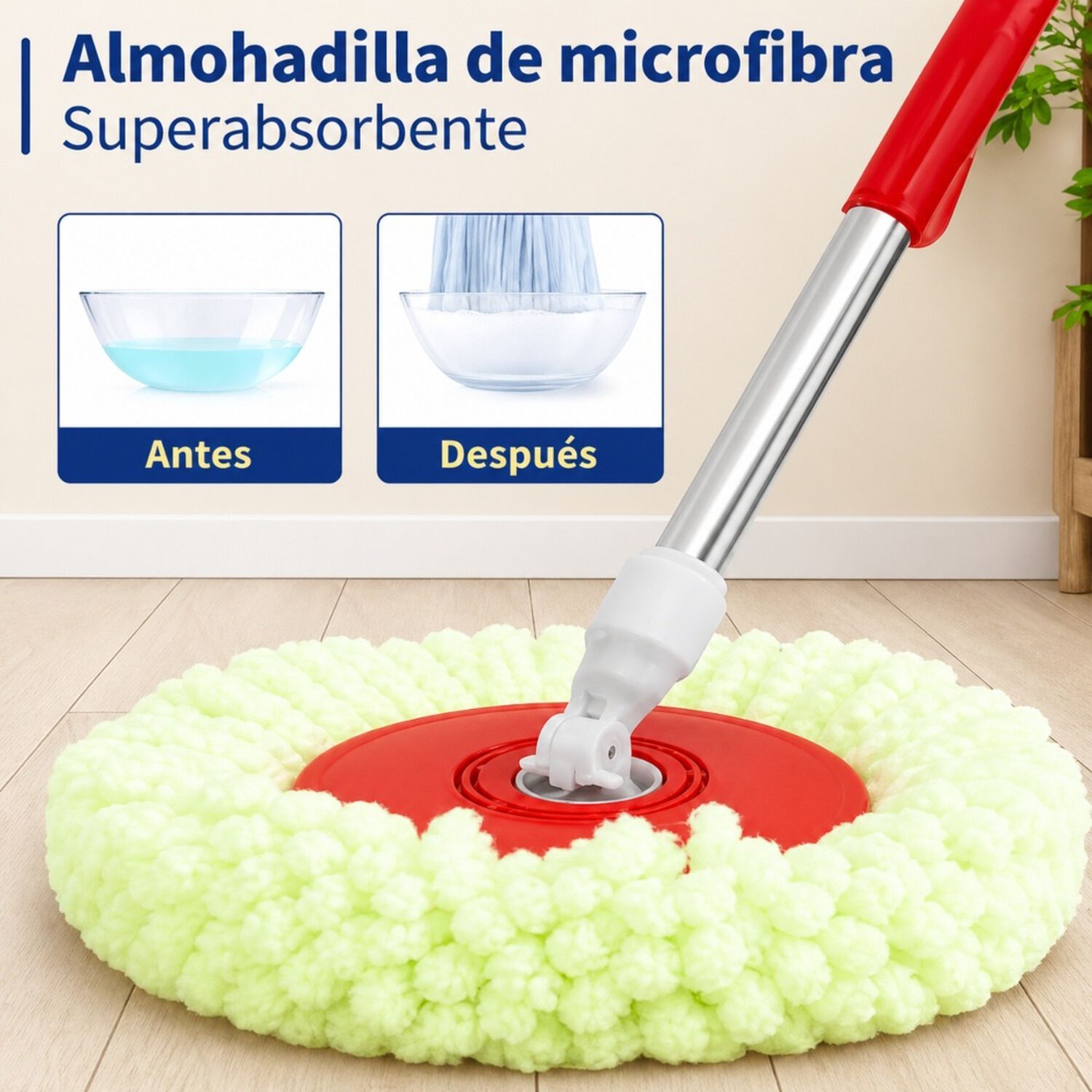 2 Mopas Giratoria 360&deg; Trapeador Canasto Met&aacute;lico Con Pa&ntilde;os image number 4.0
