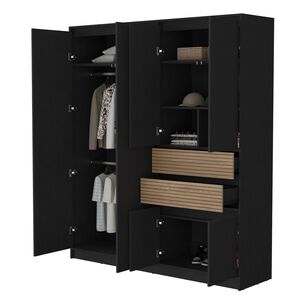 Closet 4 Puertas 2 Cajones Fm-016n - Negro