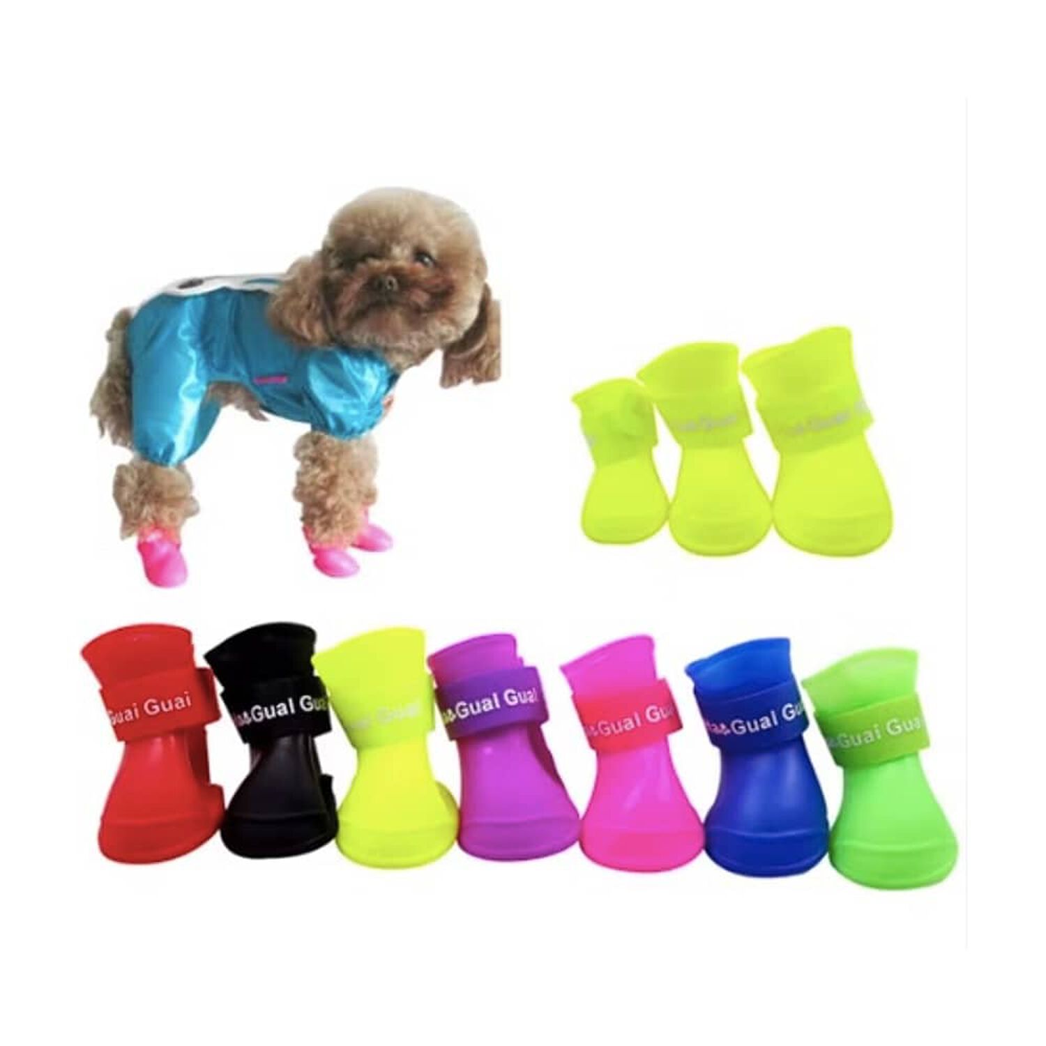 Botas Zapatos Antideslizante Impermeable Mascota Perro Xl Amarillo image number 0.0