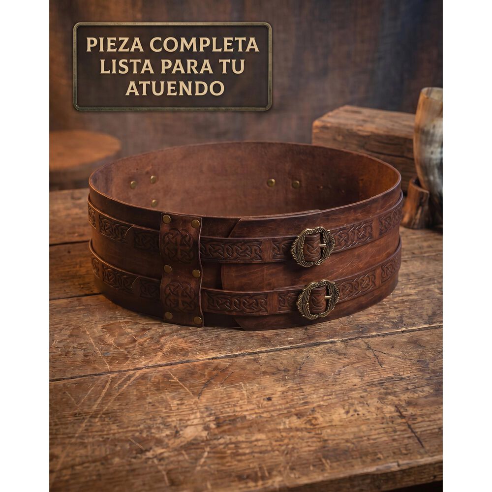 Cinturon Vikingo Medieval De Cuero Pu Accesorio Cosplay image number 7.0