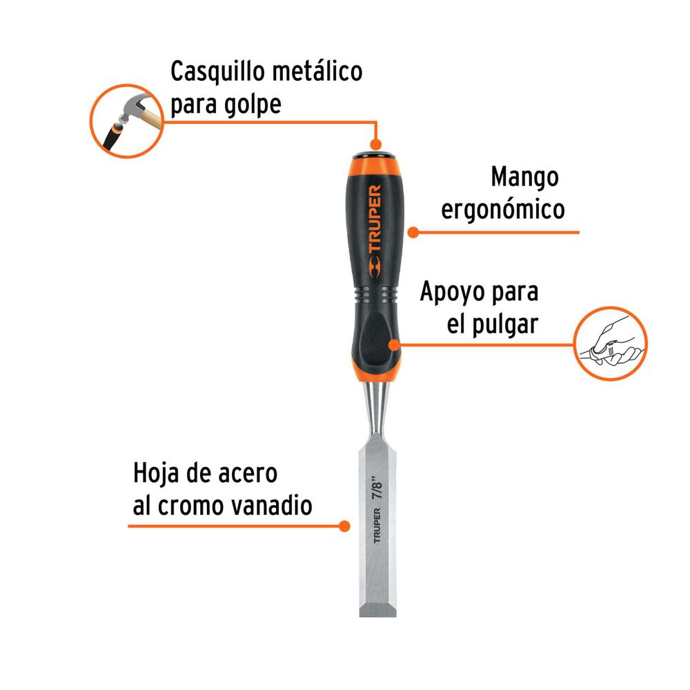 Formón Mango Confort Grip 7/8" - Truper image number 1.0