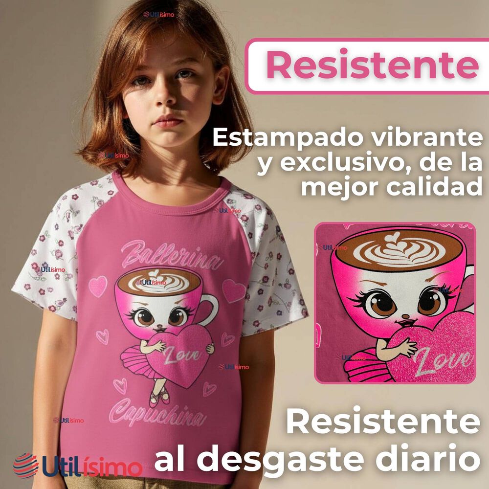 Polera Brainrots 100% Algod&oacute;n Manga Corta Ni&ntilde;a Tralalero Rosado Oscuro image number 3.0