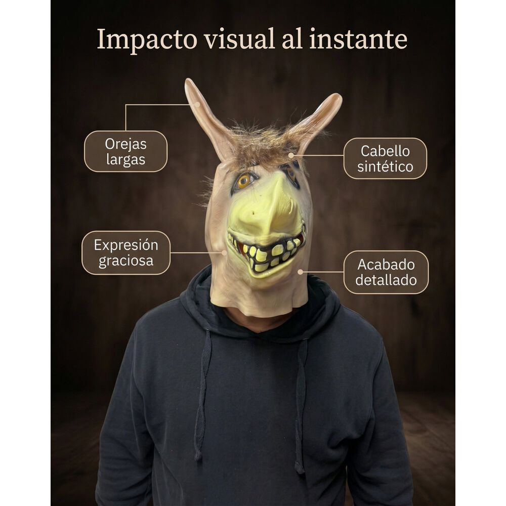 M&aacute;scara Burro Estilo Shrek Cabeza Completa Para Cosplay image number 6.0