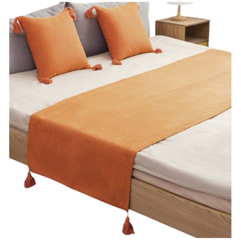 Set Piecera De Lino Naranja 70 X 210 +2 Fundas image number 0.0